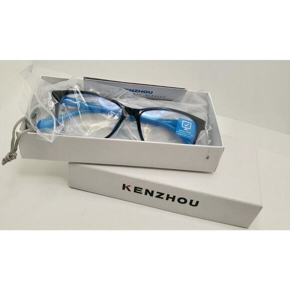 2 KENZHOU Blue Light Blocking Computer Glasses Tortoise Brown/Blue Box Cloth Bag - Picture 5 of 6